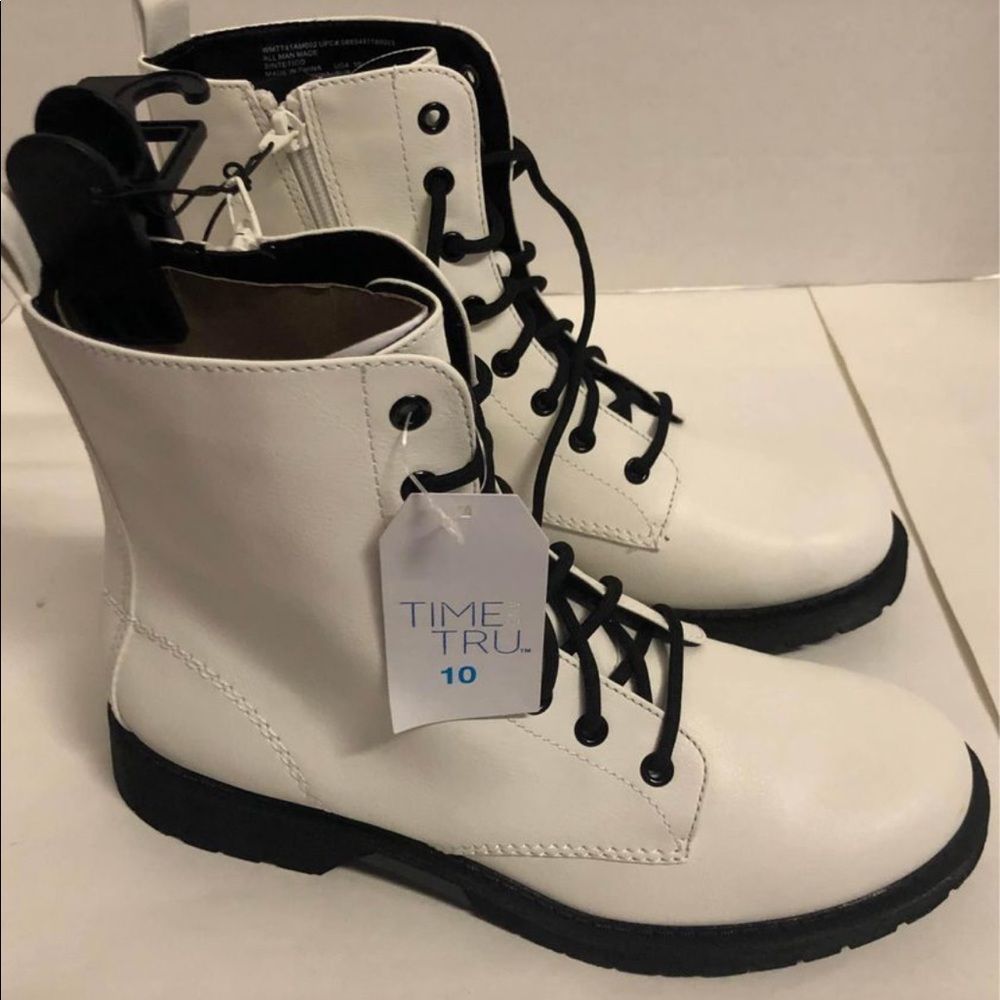 White Combat Boots Womens 10